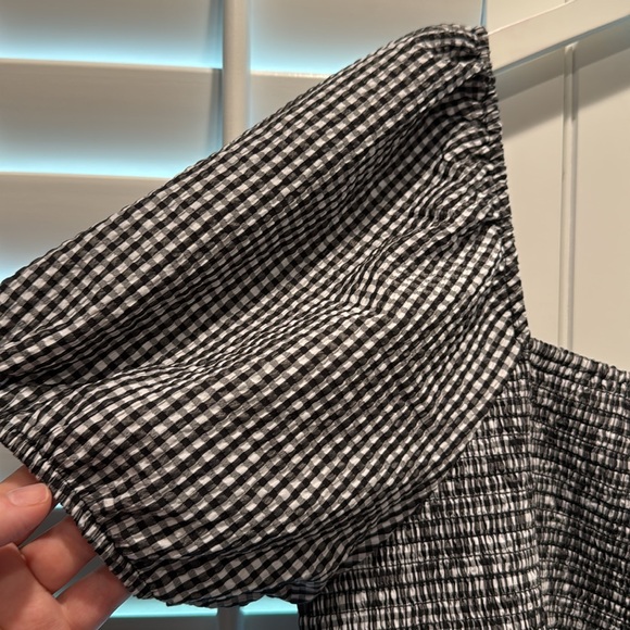 Forever 21 size 2X gingham, black and white checkered baby doll sleeve dress - Picture 2 of 7
